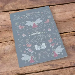 Weihnachtskarte 'Winterelfen' hellblau mit Umschlag aus Kraftpapier und Siegel | DinA6 | umweltfreundlich