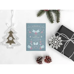 Weihnachtskarte 'Winterelfen' hellblau mit Umschlag aus Kraftpapier und Siegel | DinA6 | umweltfreundlich