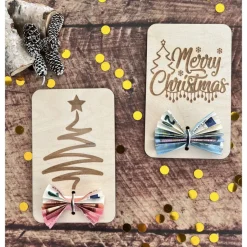 Weihnachtskarten aus Holz, Geldgeschenk aus Holz, Grußkarten