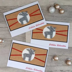 Weihnachtskarten mit grauem Rentier