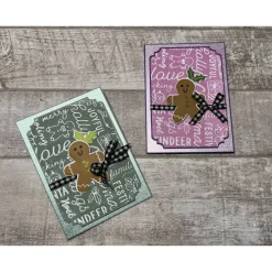 Weihnachtskarten mit Lebkuchenmännchen, „Sending Cheer“, farbige Grußkarten zu Weihnachten, Glitzer, Stampin‘ Up!