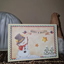 Weihnachtskarten Schneeman / Festliche Grußkarten / Merry Bright Weihnachten / Sternen-Weihnachtskarten / Weihnachten