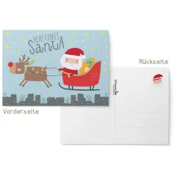 Weihnachtskarten Set Barn - 8 Postkarten, 4 Klappkarten mit Umschlag