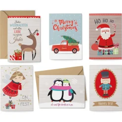 Weihnachtskarten Set Classic - 8 Postkarten, 4 Klappkarten mit Umschlag