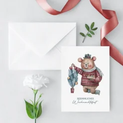 Weihnachtskarten Set *Cozy Christmas* / Aquarell Geschenkkarten für Weihnachten mit Tiermotiven