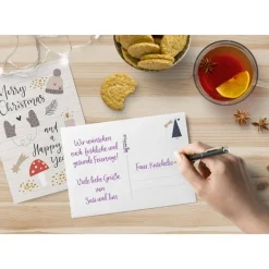 Weihnachtskarten Set Hygge - 8 Postkarten, 4 Klappkarten mit Umschlag