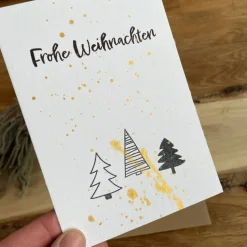 Weihnachtskarten Set mit 3 original Weihnachtlichen Karten im schlichten Design. Faltkarten mit Kuvert aus Kraftpapier.