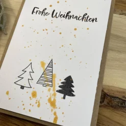 Weihnachtskarten Set mit 3 original Weihnachtlichen Karten im schlichten Design. Faltkarten mit Kuvert aus Kraftpapier.