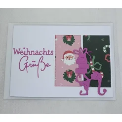 Weihnachtskarten Set, modern, 3 DIN A6 quer Karten mit Einlegern & Umschlägen, rosa/grün