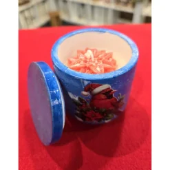 Weihnachtskerze - Duftkerze in Schale - Rotkardinal - Handverziert - Winterduft