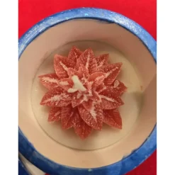 Weihnachtskerze - Duftkerze in Schale - Rotkardinal - Handverziert - Winterduft