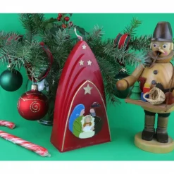 Weihnachtskerze personalisierbar – Kuppelmotiv mit der heiligen Familie, ideales Geschenk