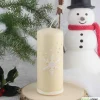 Weihnachtskerze personalisierbar – Winterkerze creme mit Schneeflocke, handverziert, festliche Deko oder Geschenk