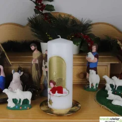 Weihnachtskerze personalisierbar – weiße Kerze mit Engel, perfekt als Weihnachtsgeschenk oder Adventsdeko