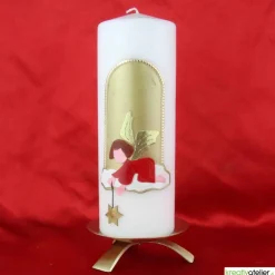 Weihnachtskerze personalisierbar – weiße Kerze mit Engel, perfekt als Weihnachtsgeschenk oder Adventsdeko