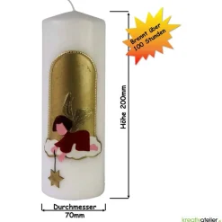 Weihnachtskerze personalisierbar – weiße Kerze mit Engel, perfekt als Weihnachtsgeschenk oder Adventsdeko