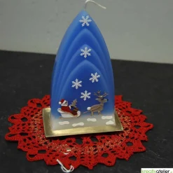 Weihnachtskerze personalisierbar – Kuppelmotiv-Kerze mit Rentier und Weihnachtsmann, handgegossen, ideal als Geschenk