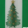 Weihnachtskerze personalisierbar – Kerze mit Tannenbaum und goldenen Sternen, handverziert