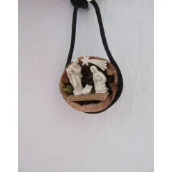 Weihnachtskrippe - Krippe in Walnuss mit Moos