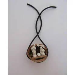 Weihnachtskrippe - Krippe in Walnuss mit Moos