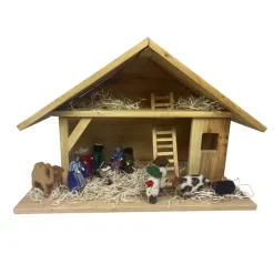 Weihnachtskrippe, Krippenstall Groß aus Erlenholz