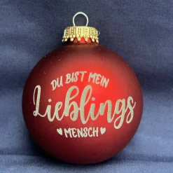 Weihnachtskugel „Lieblingsmensch“ mit Holzständer – liebevolle Geschenkidee & Dekoration