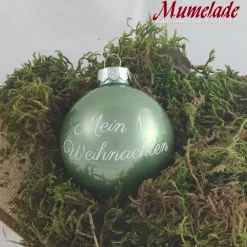 Weihnachtskugel mit Beschriftung in Grün 01