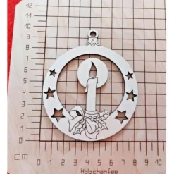 Weihnachtskugel mit Kerze 2tlg Holz Aufhänger Weihnachten Advent Basteln Baumschmuck Astschmuck DIY