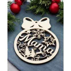 Weihnachtskugel personalisiert | Christbaumkugel mit Namen personalisiert | Baumschmuck aus Holz | Holz Weihnachtsschmuc