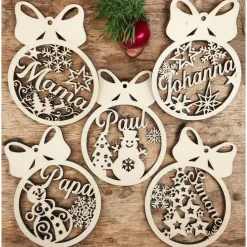 Weihnachtskugel personalisiert | Christbaumkugel mit Namen personalisiert | Baumschmuck aus Holz | Holz Weihnachtsschmuc