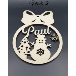 Weihnachtskugel personalisiert | Christbaumkugel mit Namen personalisiert | Baumschmuck aus Holz | Holz Weihnachtsschmuc