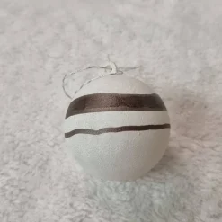 Weihnachtskugeln aus Acryl in Weiß, handbemalt, 5 Stück