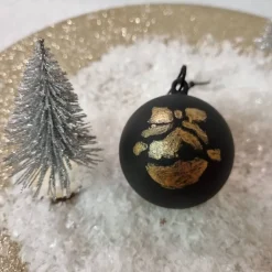 Weihnachtskugeln aus Acryl in Schwarz und Kupfer, handbemalt, verschiedene Ausführungen