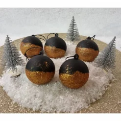 Weihnachtskugeln aus Acryl in Schwarz und Kupfer, handbemalt, verschiedene Ausführungen