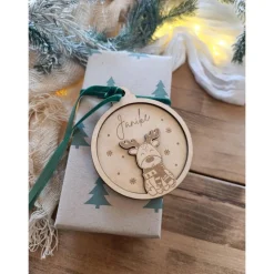 Weihnachtskugeln Elch Personalisiert aus Holz Christbaumkugel Personalisiertes Geschenk-Weihnachtsbaumdekoration