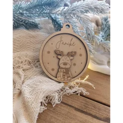 Weihnachtskugeln Elch Personalisiert aus Holz Christbaumkugel Personalisiertes Geschenk-Weihnachtsbaumdekoration