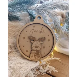 Weihnachtskugeln Elch Personalisiert aus Holz Christbaumkugel Personalisiertes Geschenk-Weihnachtsbaumdekoration