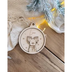 Weihnachtskugeln Elch Personalisiert aus Holz  - Christbaumkugel Personalisiertes Geschenk-Weihnachtsbaumdekoration