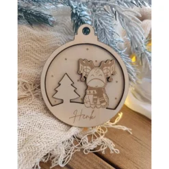 Weihnachtskugeln Elch Tannenbaum Personalisiert aus Holz Christbaumkugel Personalisiertes Geschenk-Weihnachtsbaumdeko