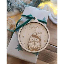 Weihnachtskugeln Pinguin Personalisiert aus Holz Christbaumkugel Personalisiertes Geschenk Weihnachtsbaumdeko Weinachten