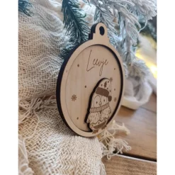 Weihnachtskugeln Pinguin Personalisiert aus Holz Christbaumkugel Personalisiertes Geschenk Weihnachtsbaumdeko Weinachten