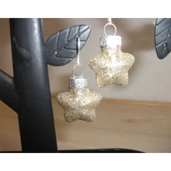 Weihnachtskugel-Ohrringe, Christbaumkugeln, Weihnachtskugeln, Ohrringe Sterne gold glitzer
