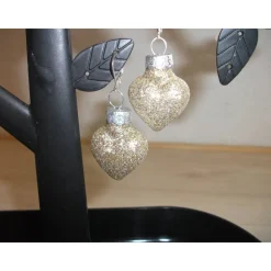 Weihnachtskugel-Ohrringe, Christbaumkugeln, Weihnachtskugeln, Ohrringe Herzen gold glitzer
