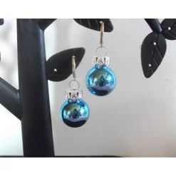 Weihnachtskugel-Ohrringe, Christbaumkugeln, Weihnachtskugeln, Ohrringe blau