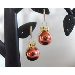 Weihnachtskugel-Ohrringe, Christbaumkugeln, Weihnachtskugeln, Ohrringe Kupfer