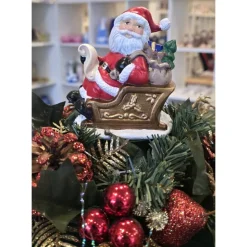 Weihnachtsmann auf Schlitten - Keramik - Weihnachtsdekoration - Nikolaus