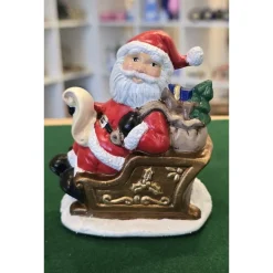 Weihnachtsmann auf Schlitten - Keramik - Weihnachtsdekoration - Nikolaus