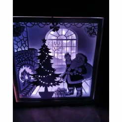 Weihnachtsmann  Beleuchteter Bilderrahm mit Weihnachtsmotiv und Farbwechsel.