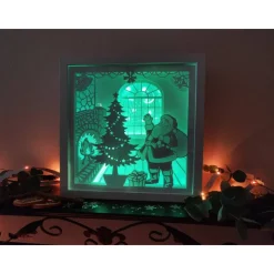 Weihnachtsmann  Beleuchteter Bilderrahm mit Weihnachtsmotiv und Farbwechsel.