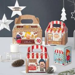 Weihnachtsmarkt Adventskalender zum Befüllen - Weihnachtskalender mit 24 Schachteln und Adventskalenderzahlen - wiederve